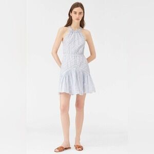 Rebecca Taylor - Women's Strip Halter Dress - Size Large - Blue & White